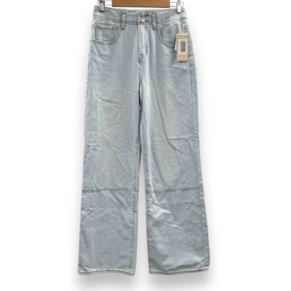 JustFab‎ Light Wash High Rise Wide Leg Jeans Sz 27 NEW
